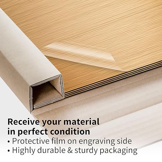 Trotec | Metallic Looking Acrylic Sheet | 12"x20"x1/16, 4 Pcs | Brushed Brass/Black | Metallic Finish - Scratch Resistant for Laser Engraving & Cutting,Printing,Glowforge,Name Plate | USA Made
