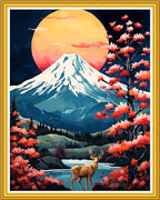 Hopeart Stamped Cross Stitch Kits for Beginner Embroidery Kits for Beginners Adults DIY 11CT Cross Stitch Patterns Needlepoint Kits Crossstitching Kits-Snow Mountain Moon 16x20 inch