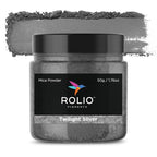 Rolio Premium Mica Powder - Twilight Silver (50G / 1.76oz) - 1 Jar of Silver Pigment Powder for Epoxy Resin, Dye, Soap Making, Nail Polish, Paint, Candle Making, Bath Bombs, Slime
