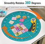 Headley Tools 13"x13" Round Rotating Cutting Mat, Self Healing Mat with 360-Degree Rotation & Anti-Slip Base, Sewing Board Cutting Mat Perfect for Fabric Quilting Leather Hobby Project, Turquoise
