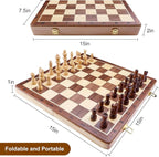 Gothink Magnetic Wooden Chess Board Set with Manual for Adults Kids 15 Inch Chess Puzzle with 32 Wood Handmade Pieces Folding Portable Travel Unique Chess Game for Tournament Professional Beginner