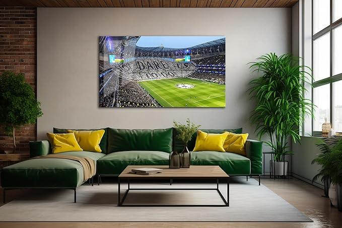 SpiritualHands Tottenham Hotspur Stadium Tempered Glass Wall Art Painting for Living Room, Tempered Glass Modern Prints Decor, Large Vivid Color Panel for Bedroom, Kitchen, or Office