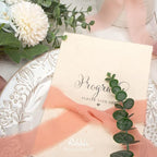 Ribbli Dusty Pink Chiffon Ribbon 1-1/2 inch x 20 Yard Handmade Fringe Chiffon Silk Ribbon for Wedding Invitations, Bridal Bouquets Wrapping, Flower Arrangement Decoration