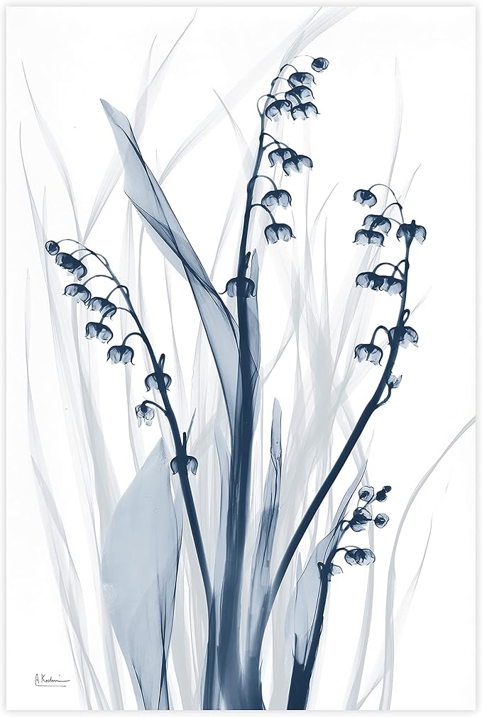 Empire Art Direct Frameless Free Floating Tempered Glass Panel Graphic Wall Art Ready to Hang, 32" x 48", Radiant Blues 2, Blue Flower