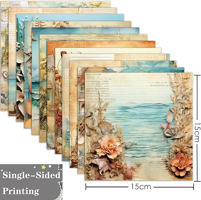 YASMEN 6"x6" Scrapbook Paper Pad - 24 Sheets of Patterned Cardstock for Card Making, Scrapbooking, Junk Journal, DIY Gift Cards - Single-Sided Decopodge Decorative Craft Paper