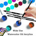Cat Tongue Watercolor Brushes,4 PCS Oval Wash Paint Brushes for Acrylic Painting Floral Petal Watercolor Brush，Pointed Oval Paintbrush Professional Cat's Tongue Paint Brush Artist Paintbrushes