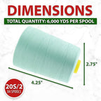 Mandala Crafts 4 Pack of Serger Threads Cones Spools - 20S/2 24000 Yards Polyester Mint Threads for Sergers Machine and Overlock Quilting Sewing Machine