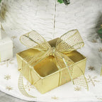 MEEDEE Gold Glitter Ribbon Gold Christmas Ribbon 2.5 Inch Square Mesh Net Wired Ribbon with Rainbow Sparkle Gold Wired Ribbon Gold Ribbon for Christmas Tree Decoration, Wreath Bow Making (10 Yards)