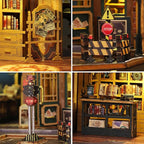 DIY Book Nook Kit - DIY Miniature Dolls House Kit with Furniture and LED Light, 3D Puzzle Wooden Art Bookends, Model Kits for Adults to Build (Twilight Bookstore)