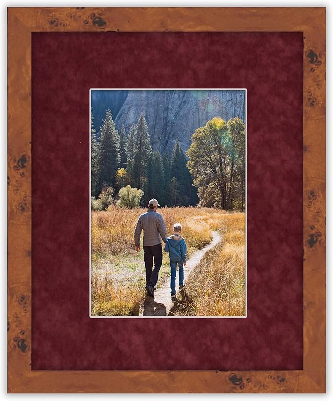 8x10 Mat Bevel Cut for 6x8 Photos - Acid Free Dark Red Suede Precut Matboard - For Pictures, Photos, Framing - 4-ply Thickness
