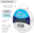 The Beadsmith Opelon Stretch Cord – Elastic Beading Fiber, White, 0.7 mm Diameter, 5 Meters (16.4 ft) Spool