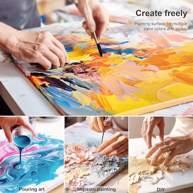 PHOENIX Square Canvas for Painting - 10x10 Inch/8 Value Pack, 8 Oz Triple Primed 5/8 Inch Profile 100% Cotton White Blank Canvas, Stretched Framed Canvas for Oil Acrylic
