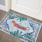 Tropical Rugs, 3x5 Thin Boho Small Area Rugs for Bathroom Kitchen Small Indoor Entryway Rug Modern Vintage Distressed Summer Jungle Plant Accent Carpet Non-Slip Washable