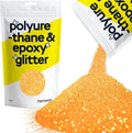 Hemway Polyurethane & Epoxy Resin Glitter 100g / 3.5oz Metallic Crystal Flake Additive for Flooring Jewelry Tumblers Glass Pigment - Fine (1/64" 0.015" 0.4mm) - Fluorescent Orange