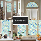 Window Privacy Film, Frosted Glass Decorative Static Cling, Removable Sun Blocking Vinyl Covering, Window Film for Home Kitchen Living Room Bathroom, Geometric Rings, 17.5" x 78.7 "