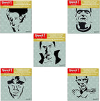 Halloween Monsters 5 Pack Stencil Set, Pumpkin Stencils, Halloween Motifs, Includes Dracula, Frankenstein, Bride, Werewolf, Mummy, Each Measure 5.75 x 6