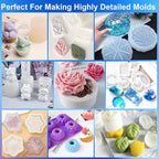 Silicone Mold Making Kit, 32oz 10A Elastic Liquid Silicone for Casting Resin molds and Candle & Soap Mold,Fast Cure Translucent Platinum Silicone Rubber