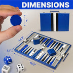 Backgammon Sets for Adults – 15-Inch PU Leather Board Game – Classic 2-Player Travel Backgammon Set with 32 Playing Pieces, Dice, and Cups