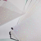 36 Sheets Holographic Sticker Paper Clear A4 Vinyl Sticker Paper Self Adhesive Waterproof Transparent Film Gem Rainbow Star Patterns, 11.7 x 8.3 Inch (Star)