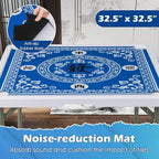 Giantex Folding Mahjong Table, 35" Square Card Table with Cup Holders, Removable Noise Reduction Mat, HDPE Tabletop, 4-Player Portable Domino Tables for Poker Blackjack Board Game (Blue)