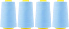 Mandala Crafts 4 Pack of Serger Threads Cones Spools - 40S/2 24000 Yards Polyester Ice Blue Threads for Sergers Machine and Overlock Quilting Sewing Machine