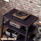 AV Media Stand with Outlets, Media Console with LED Lights, Stereo Racks and Stands with Storage Shelves, Media Audio Tower Cabinet, Black Enoby