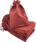 Palmhomee Pack of 25 Burlap Gift Bags with Drawstring Linen Jewelry Pouches Wedding Hessian Jute Bags for Birthday and Treat Pouches Party Wedding Favors Gift (5x7 Inch, Burgundy)