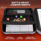 ENHANCE RPG Organizer Case - DnD Binder with Built-in Character Sheet Holder and Erasable Scribe Panel, Dice Rolling Area, Removable Pen Pouch, Miniature Foam Tray, Wrist Strap