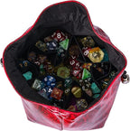 Large DND Dice Bag Leather Dice Storage Bag Red D&D Drawstring Pouch with Pockets for RPG Table Games - Can Hold 200+ Dice