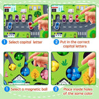 2 in 1 Magnetic Color and Number Maze Magnet Alphabet Counting Double Sided Board Wood Puzzle Fine Motor Skills Montessori Preschool Toys Gifts for Boys and Girls 3-5 Age (Big Car, One Size)