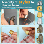 ZMAAGG Thimbles for Hand Sewing, 8 PCS Sewing Thimble Kit, Metal Finger Protectors, Thimble Ring for Hand Quilting and Embroidery