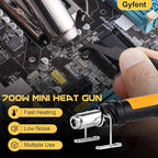 Heat Gun, 700W 212°F~932℉(100°C~500°C) Mini Soldering Heat Gun Hot Air Rework Station with LED Digital Display & 5Pcs Nozzles & 5Pcs Accessories for Crafting Shrink Tubing Electronics DIY(5FT)