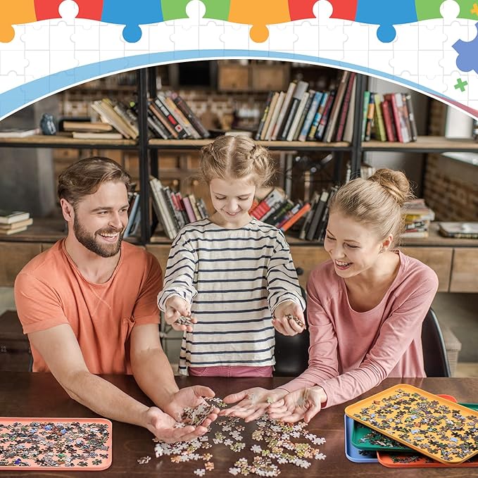 8 Pcs 15'' x 10.5'' Extra Large Puzzle Sorting Trays Stackable Puzzle Trays for Sorting Piece Sorter Jigsaw Storage Accessory for Sorting 2000/3000/5000/6000 Pieces