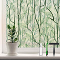 DKTIE Window Film Privacy with Installation Tools, Decorative Stained Glass Window Clings for Home, Static Cling Window Sticker for Front Door, Bathroom, Glass Door (Dark Green, 35.4'' x 118.1'')