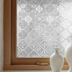 Window Privacy Film Decorative for Front Door, Bathroom Static Cling Stained Glass Sticker Opaque Heat Control UV Blocking Non-Adhesive for Home Windows 17.5 X 118.1 inches