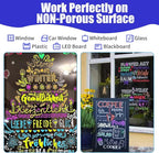 Window Chalk Markers for Cars Glass Washable, 16 Colors Jumbo Liquid Chalk Marker Pens with 10mm 3 in 1 Nib Wide Tips, Big Chalkboard Markers Car Window Paint Pens for Auto, Bistro, Mirror, Poster
