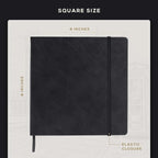 Beechmore Books Square Sketchbook – 8x8 Premium Vegan Leather Bound Large Sketch Book Hardcover with 156 Thick 160gsm Perforated Ivory Pages, Blank Sketch Pad, Gift Boxed Back Pocket, Ribbon Bookmark