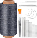 Tikjiua 492ft Upholstery Needle Threads, 164Yards Leather Waxed Thread with Curved Needles, Upholstery Repair Leather Thread and Needles for Canvas Carpet Sofa Furniture Repair