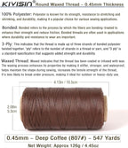 Thin Wax Polyester Thread, 0.45mm, 547 Yards, 3 Ply Round Waxed Cord Strings for Sewing, Beading, Binding, Micro Braiding, Fine Leather Craft and Micro Macrame Jewelry - Deep Coffee
