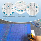 Quilting Ruler, 8 Piece Acrylic Quilting Templates, Sewing Ruler, Fabric Cutting Ruler with Non-Slip Rings, Quilting and Sewing (6"x17", 3"x17", 2"x16", 1.5"x12", 1"x12", 1"x6", 8"x3") (Blue)