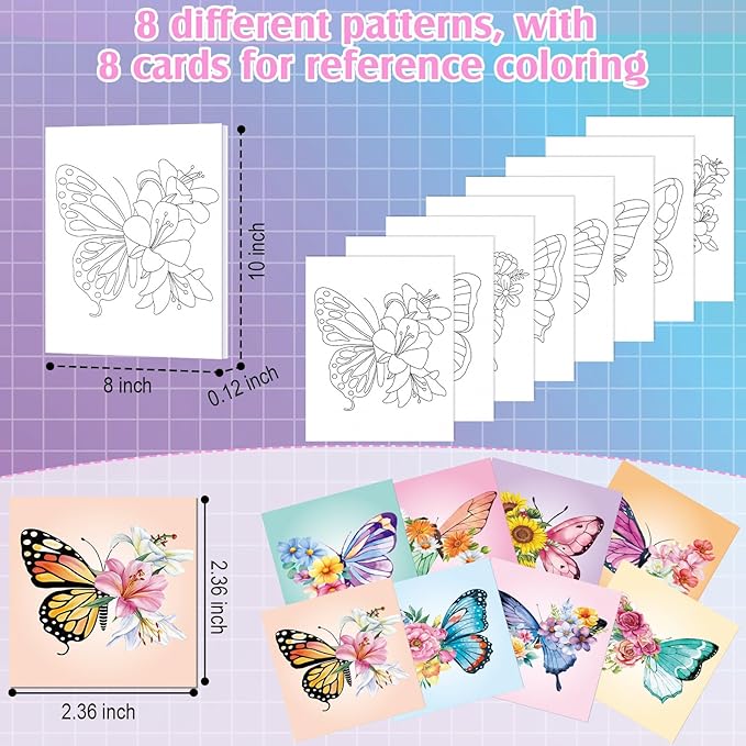 Cholemy 36 Pcs Paint and Sip Kit for Adults 8''x10'' Pre Drawn Canvas for Painting DIY Afro Acrylic Painting Kit Wood Easel Brushes Date Night Bulk for Christmas Party Gifts(Butterfly)