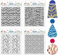 CHGCRAFT 4 Pcs Artistic Wavy Polymer Clay Texture Sheets Wavy Lines Silicone Texture Stamp Seamless Pattern Modeling Pattern Pad Sheets for Jewelry and Earrings Tools, 5.5x5.5 inch