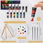 Cholemy 36 Pcs Paint and Sip Kit for Adults 8''x10'' Pre Drawn Canvas for Painting DIY Afro Acrylic Painting Kit Wood Easel Brushes Date Night Bulk for Christmas Party Gifts(Couple)