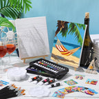 Cholemy 36 Pcs Paint and Sip Kit for Adults 8''x10'' Pre Drawn Canvas for Painting DIY Afro Acrylic Painting Kit Wood Easel Brushes Date Night Bulk for Christmas Party Gifts(Hawaii)