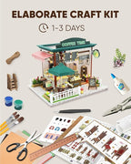 Miniature House Kit, Miniature Dollhouse, Mini Houses for Beginners, Mayberry Street Miniatures, Model Building Craft Diorama Kits for Adult, Ideal Gifts for Birthday, Easter Christmas(Coffee Shop)