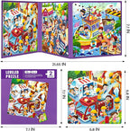 Magnetic Puzzles for Kids Ages 4-8, 3 in 1 Toddlers Cartoon Magnet Jigsaw Puzzle Book, Travel Toys, Preschool Learning Toy for Ages 3-8 (Purple Squad)