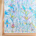 FINNEZ Window Privacy Film Stain Glass Film Flowers Rainbow Window Film Window Clings Non-Adhesive Reusable Decorative for Home（Blue Lotus，45.2 Inch x 6.5 Feet）