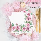 20-ct 13x13 Flowers Paper Luncheon Decoupage Napkins, 3-Ply Servilletas Printed Flower Twigs Round Cocktail Napkin for Art, Dinner and Party, Disposable Napkins Decor