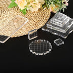 PATIKIL 5" x 2" Acrylic Stamp Block, 2 Pack Clear Stamping Block with Grid Lines Decorative Mounting Blocks Square for Scrapbooking DIY Crafts Card Making