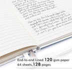 feela 5 Pack Notebooks Journals Bulk, Hardcover Notebook Classic Ruled Lined Journals with Pen Holder for Women Girls School Business Supplies, with 5 Black Pens, 120 GSM, 5.1”x8.3”, A5, White